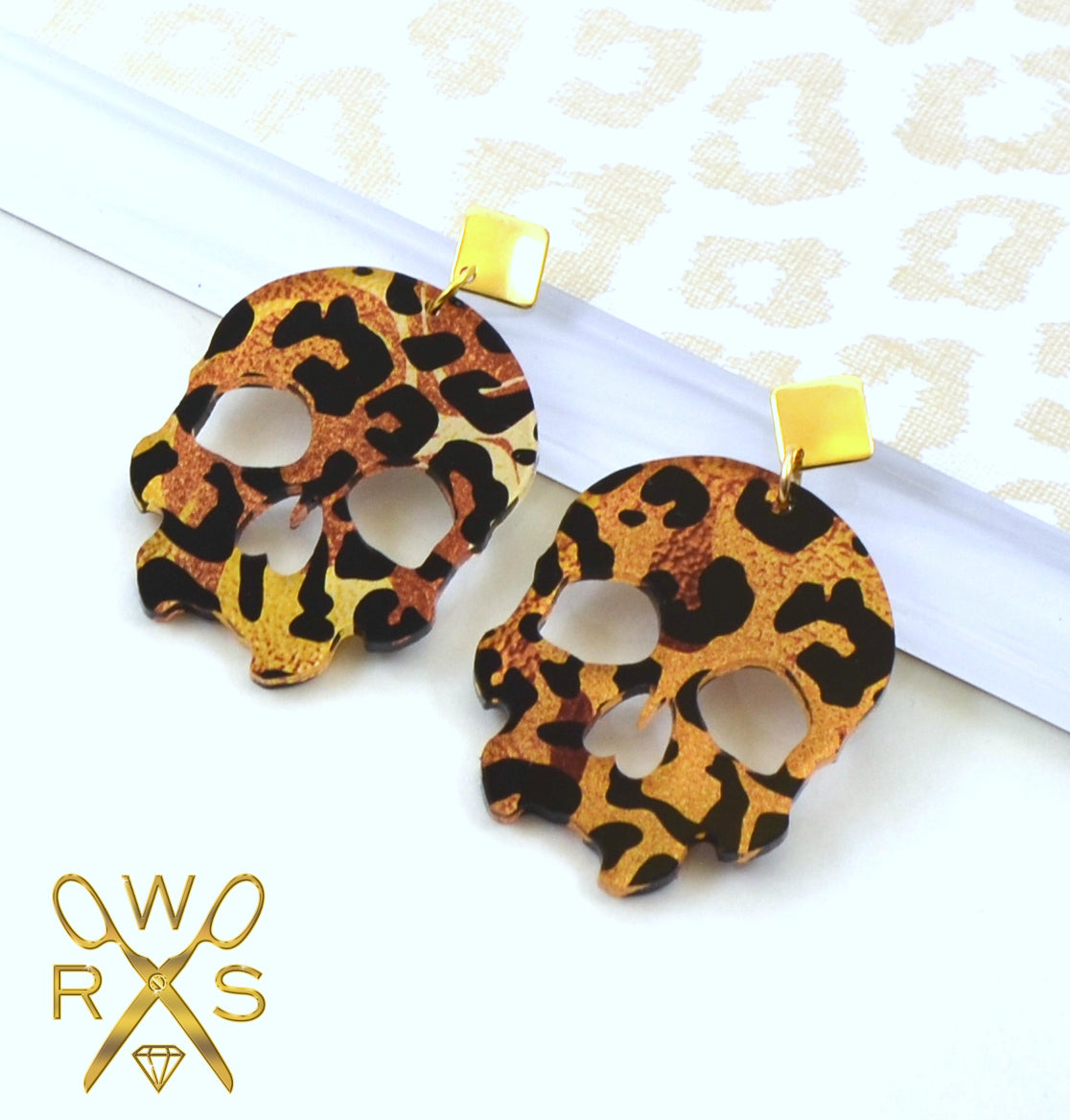 Leopard Skull Dangles - Laser Cut Acrylic Earrings