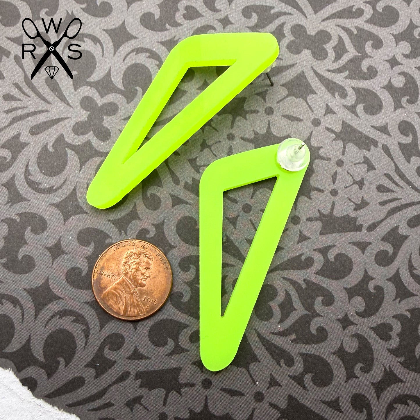 On Point Statement Studs in Neon Green