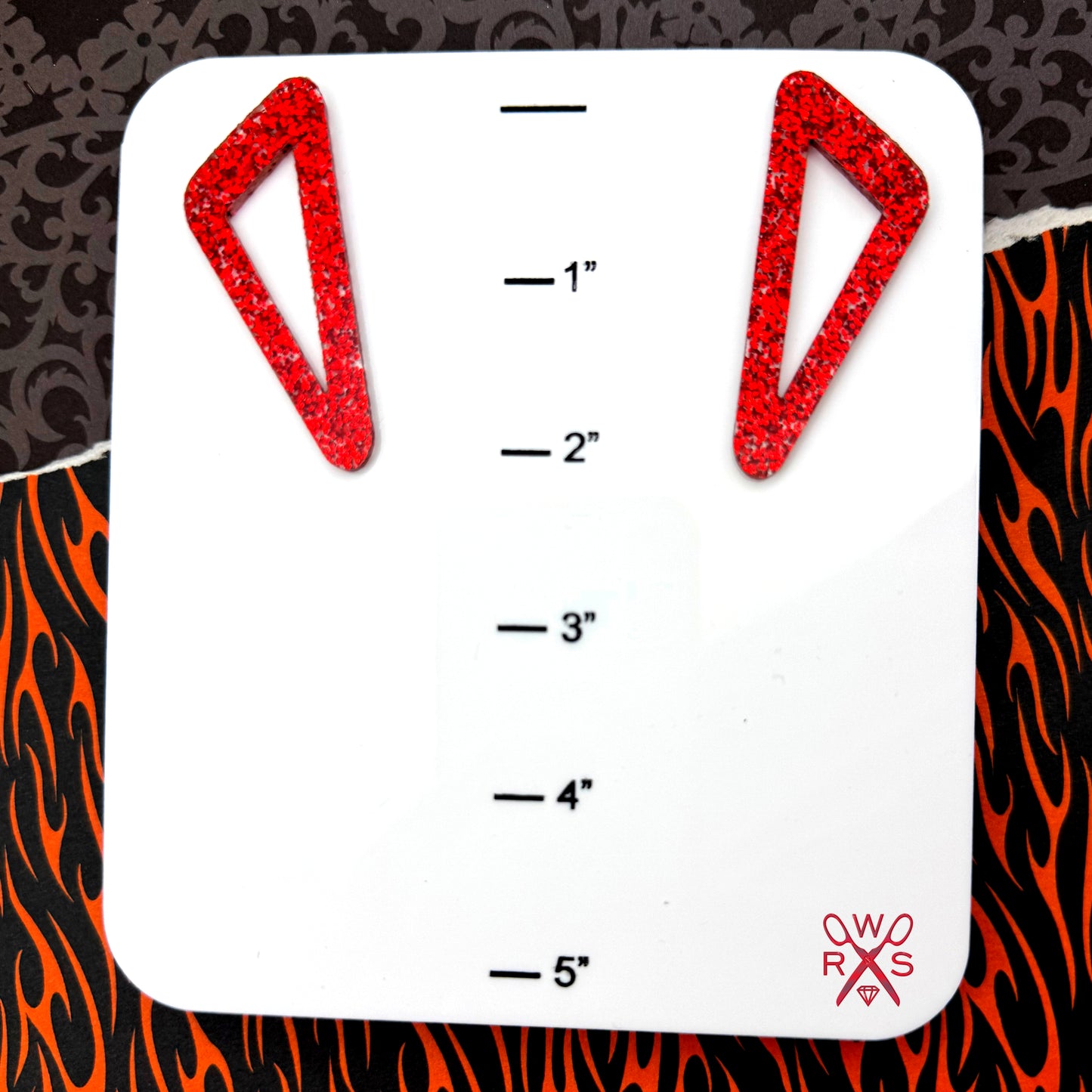 On Point Statement Studs in Red Glitter
