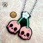 Pastel Punk Skull Cherries Necklace