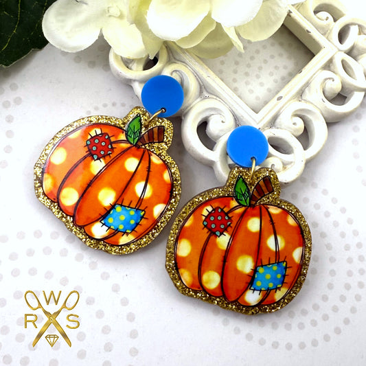 Patchwork Pumpkin Dangles