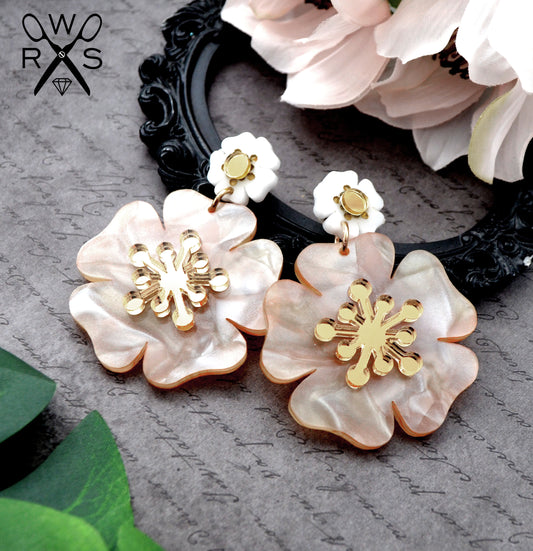 Perfect Poppy Earrings in Tan Pearl - Laser Cut Acrylic