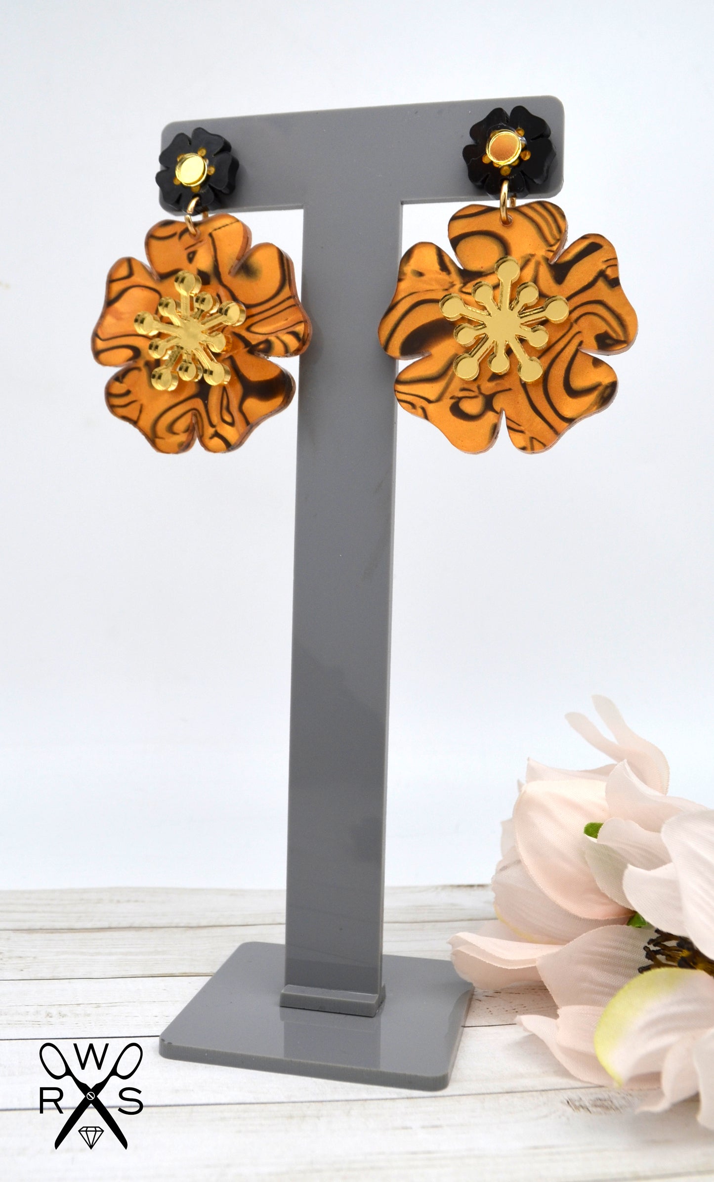 Perfect Poppy Earrings in Tiger Lily - Laser Cut Acrylic