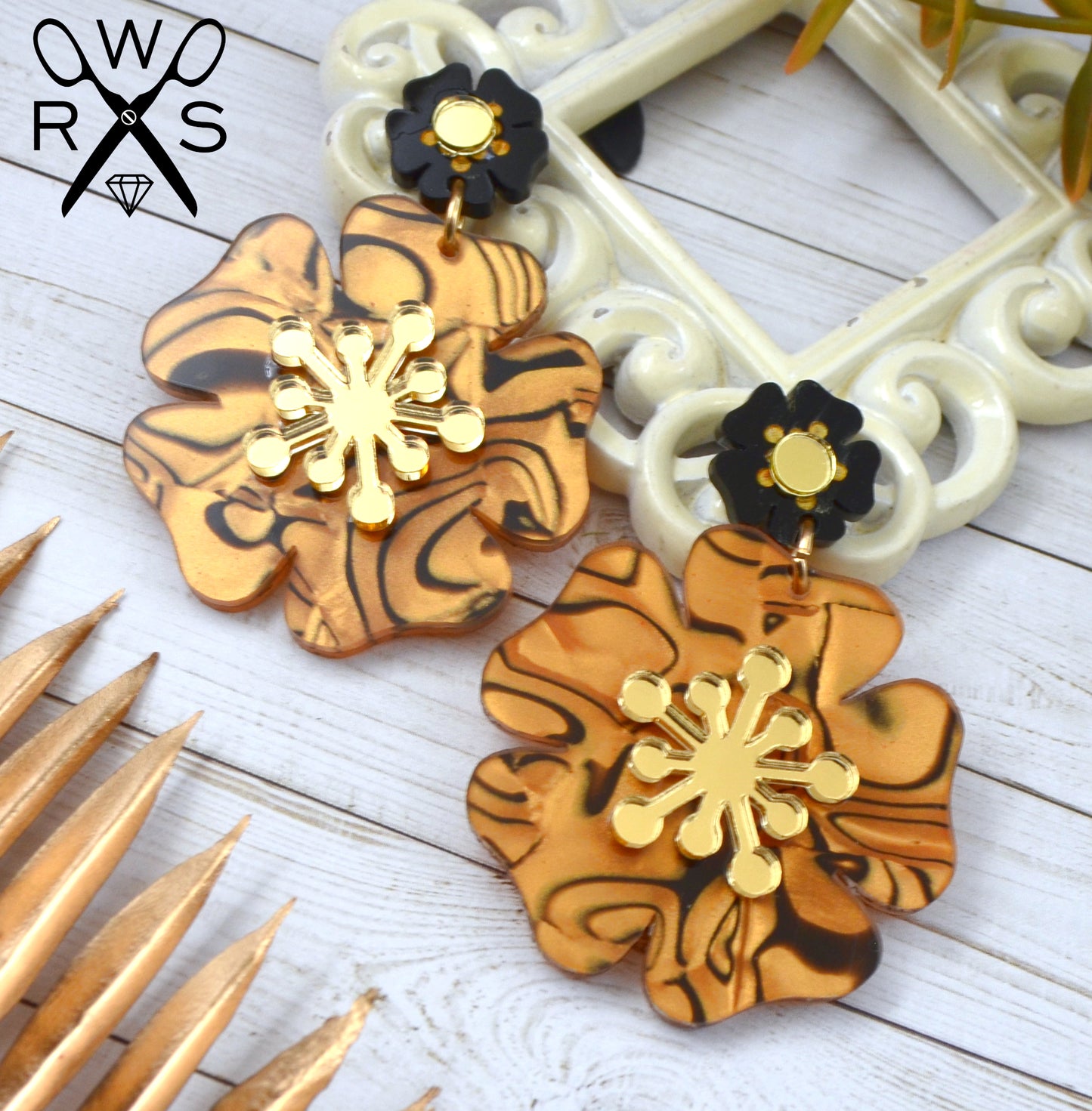 Perfect Poppy Earrings in Tiger Lily - Laser Cut Acrylic