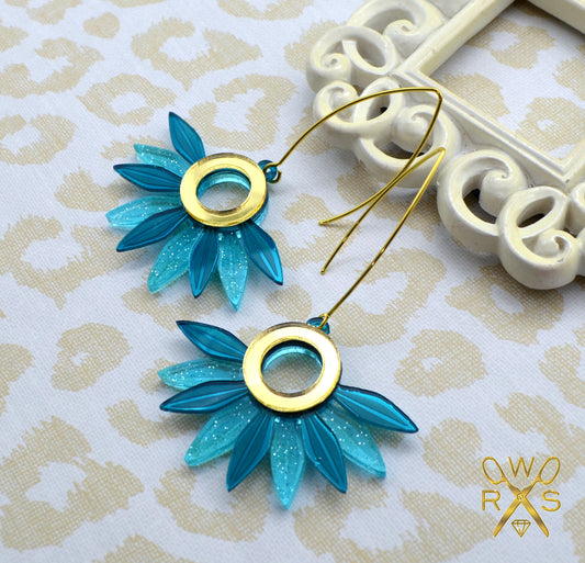 Pretty Petals Earrings in Blue - Laser Cut Acrylic