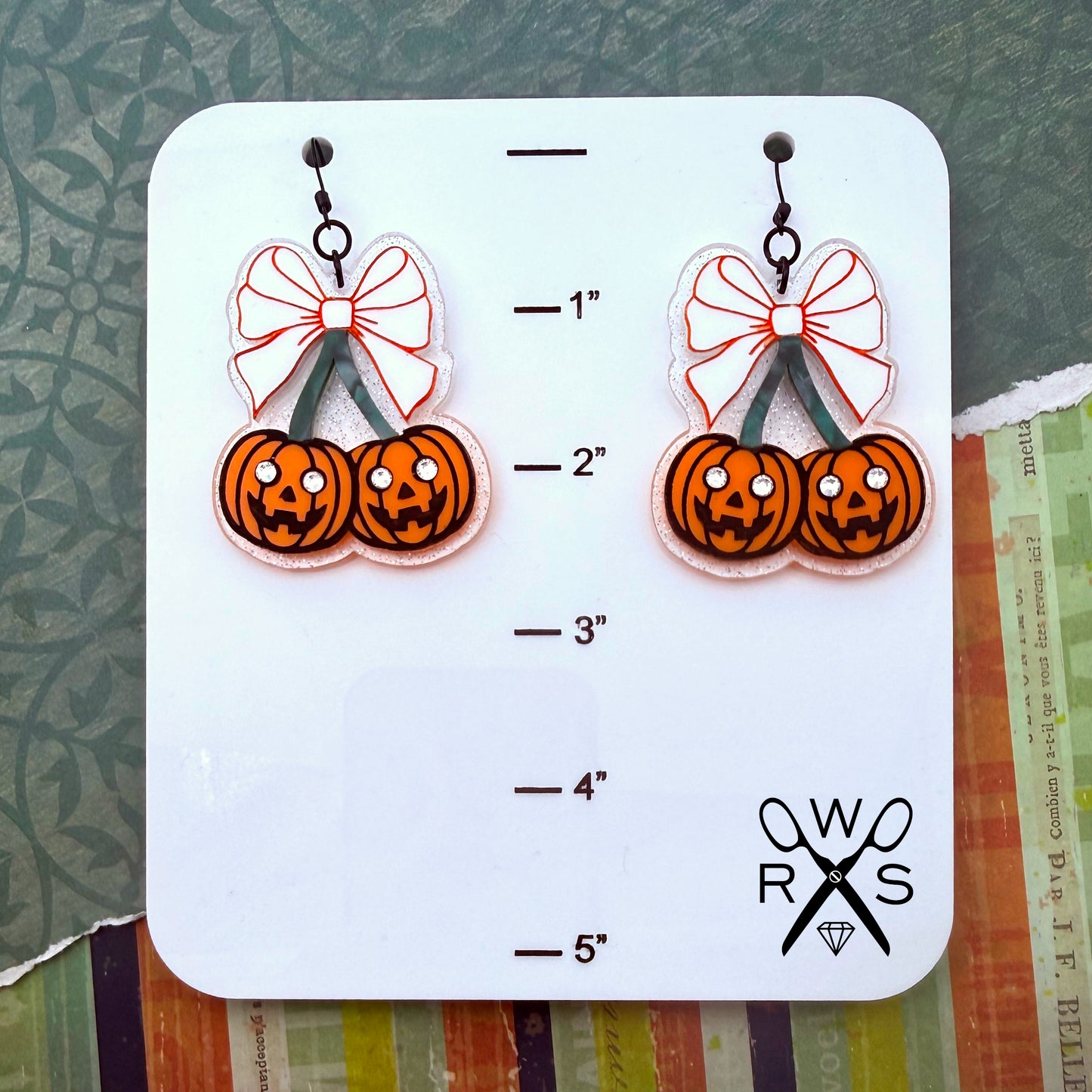 Pumpkin Cherries Dangles in Laser Cut Acrylic