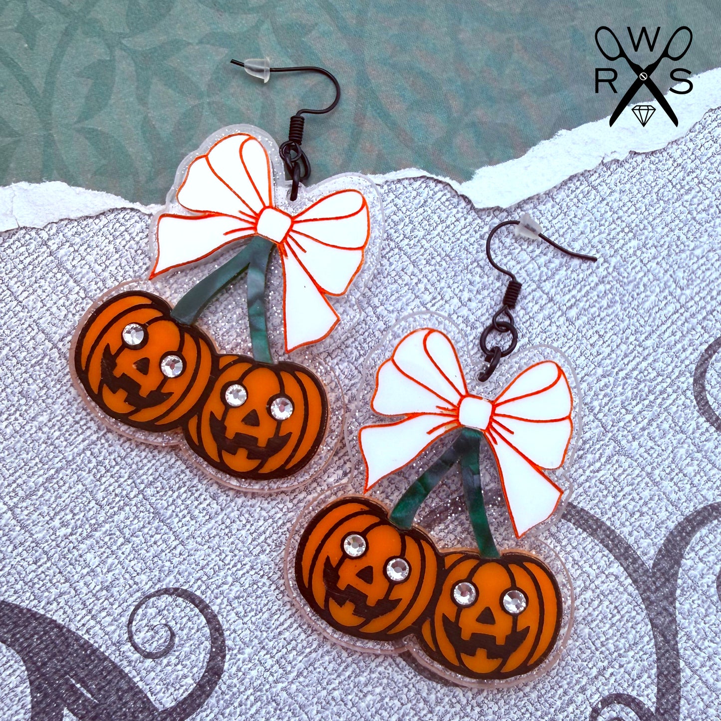 Pumpkin Cherries Dangles in Laser Cut Acrylic
