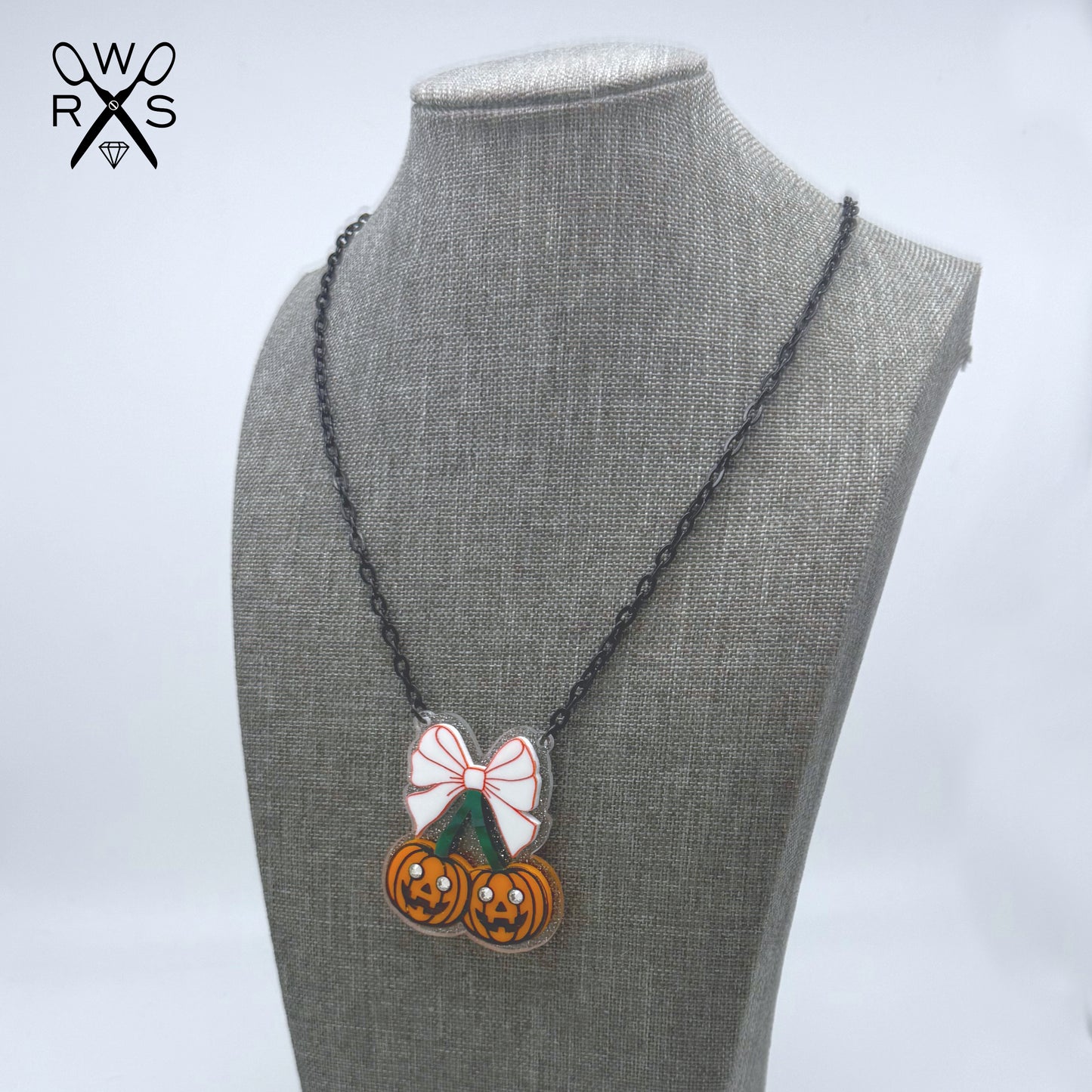 Pumpkin Cherries Necklace in Laser Cut Acrylic