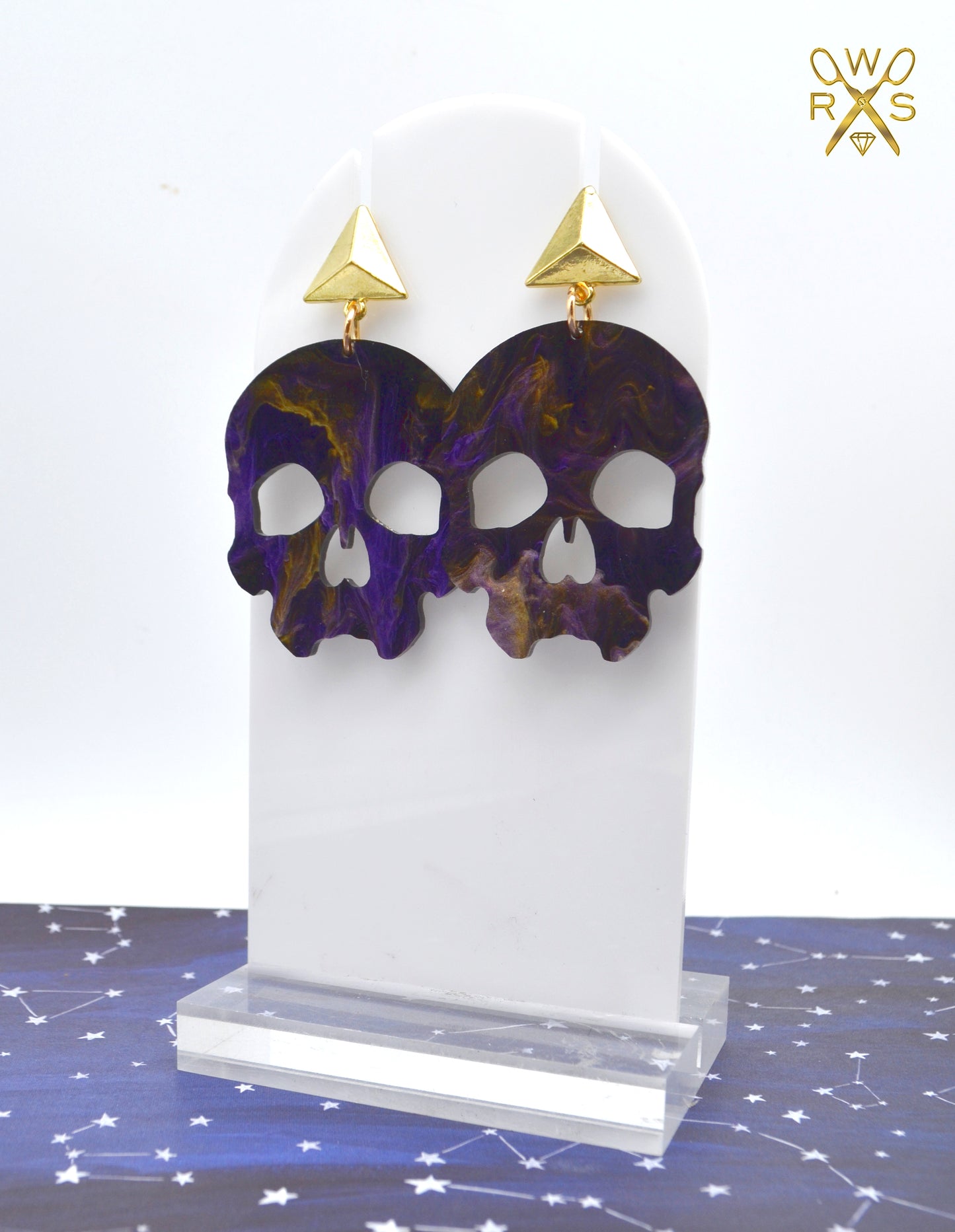 Purple Potion Skulls Dangles - Laser Cut Acrylic Earrings