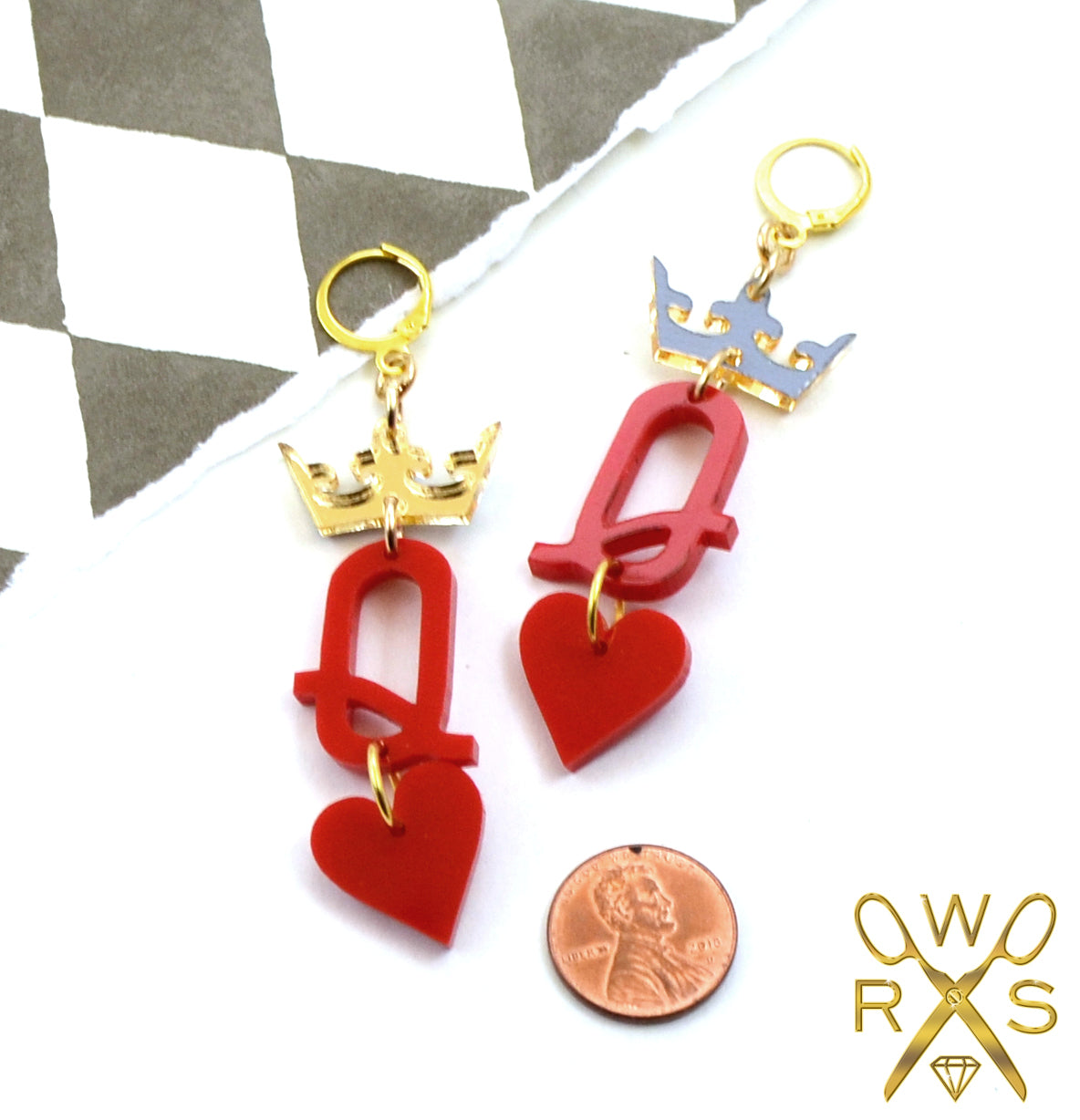 Queen of Hearts Dangles - Laser Cut Acrylic Earrings