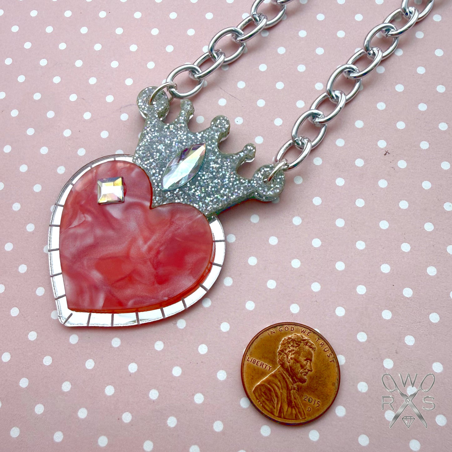 Queen of Hearts Necklace in Pink and Silver