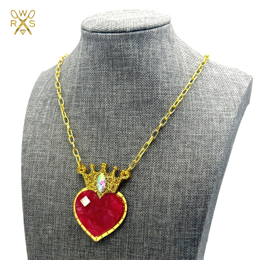 Queen of Hearts Necklace in Red and Gold