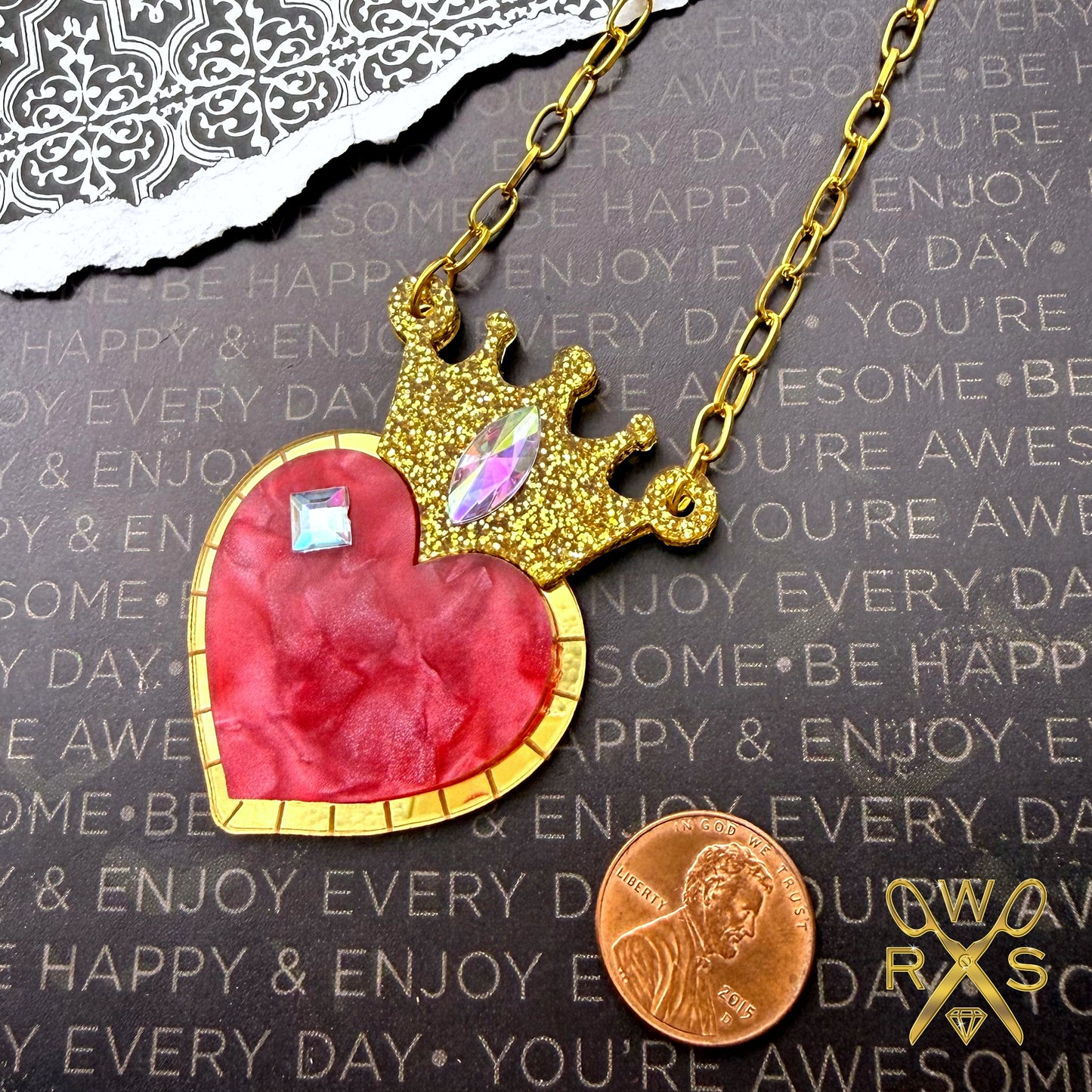 Queen of Hearts Necklace in Red and Gold