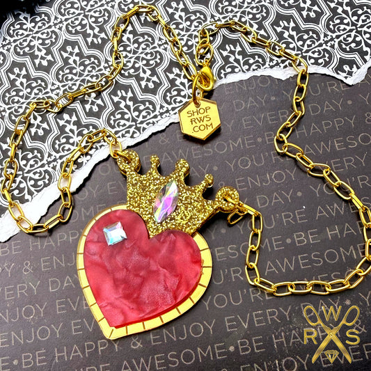 Queen of Hearts Necklace in Red and Gold