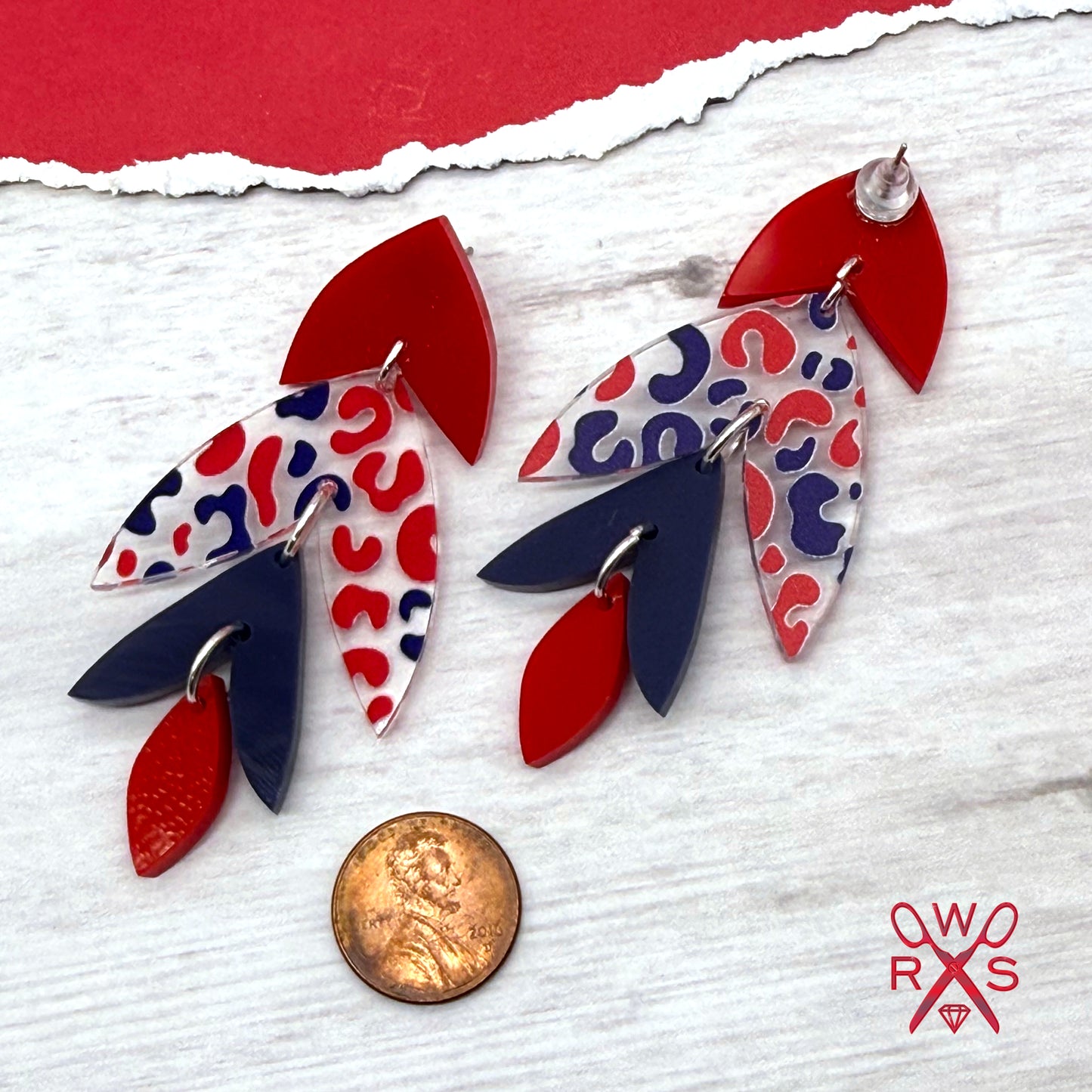 Rio Dangles in Red and Blue Leopard Print