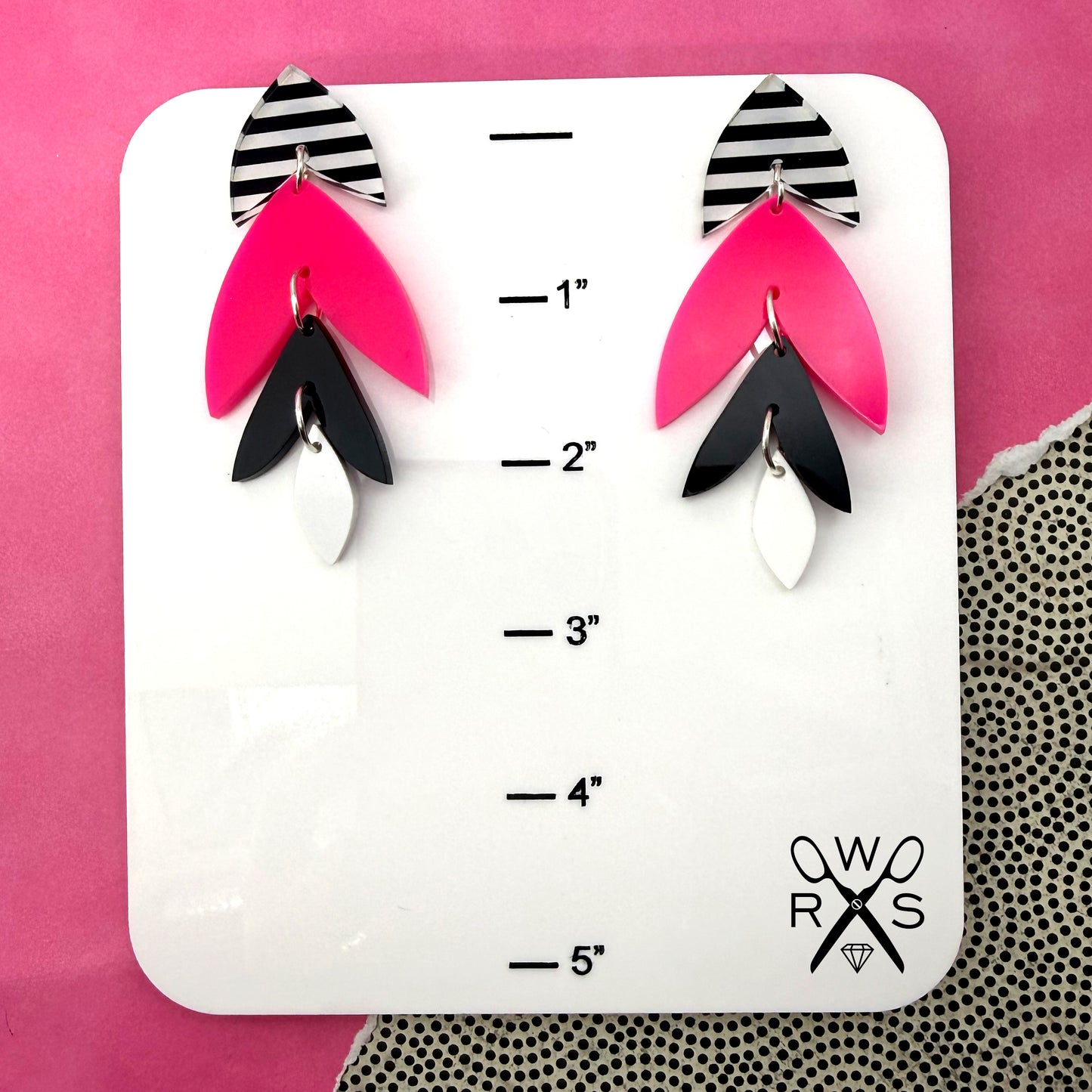 Rio Dangles in Black White and Hot Pink