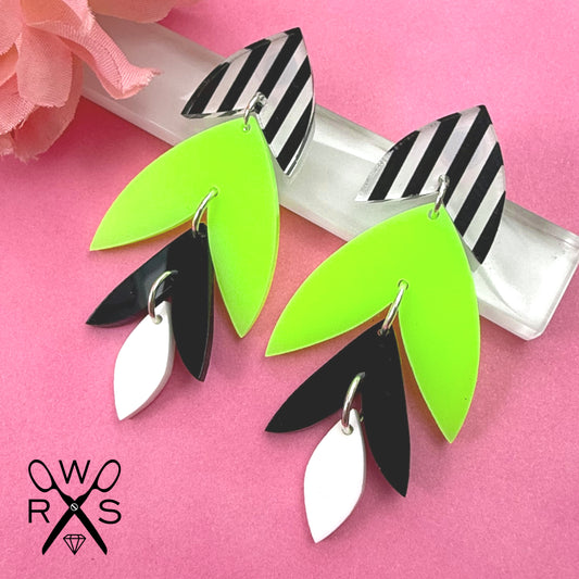 Rio Dangles in Stripes and Neon Yellow