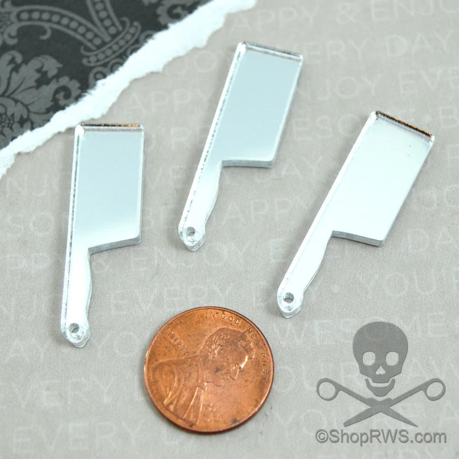 3 CLEAVER CABOCHONS In Silver Mirror Laser Cut Acrylic