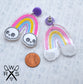 Skull Rainbow Dangle Earrings - Laser Cut Acrylic