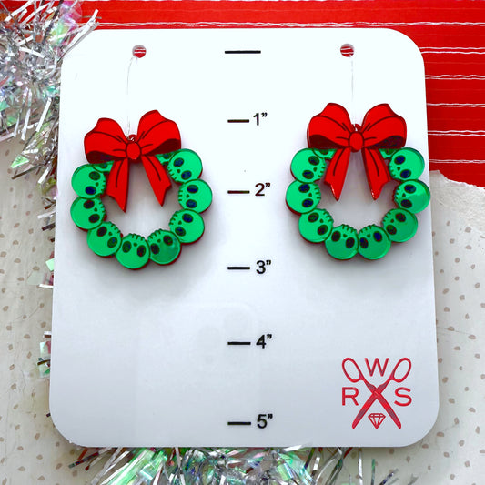 Skull Wreath Dangles in Laser Cut Acrylic