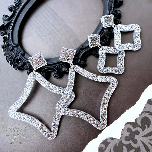Sparkle Hoops Set in Silver Glitter