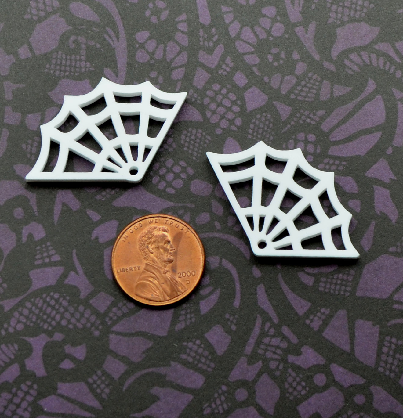 WHITE WEB CHARMS Spiderweb Charms in Black Laser Cut Acrylic