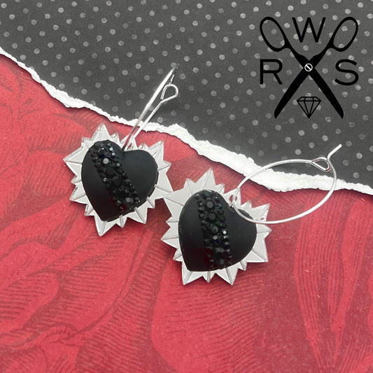 Spiked Heart Hoops