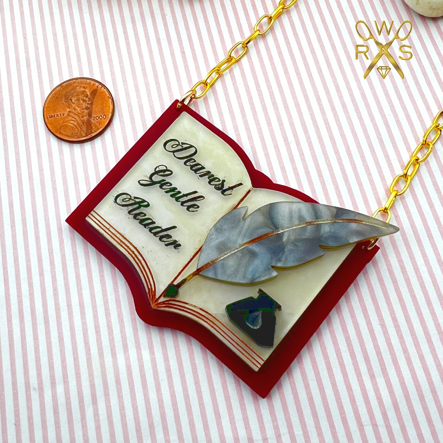 Spill The Tea  Laser Cut Acrylic Victorian Style Necklace