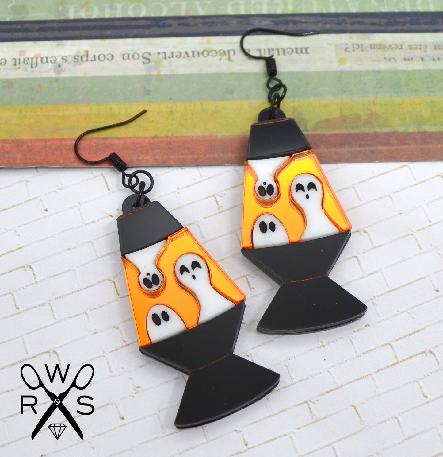 Spooky Lava Lamp Earrings in Orange - Laser Cut Acrylic Earrings