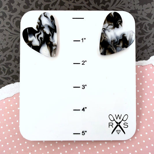 Heart Statement Studs in Black and White Swirl