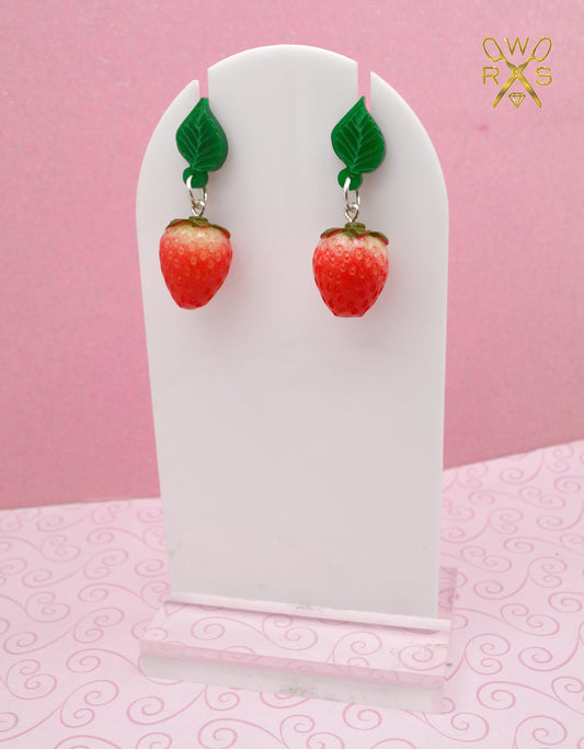 SALE Strawberry Patch Dangle Earrings - Laser Cut Acrylic