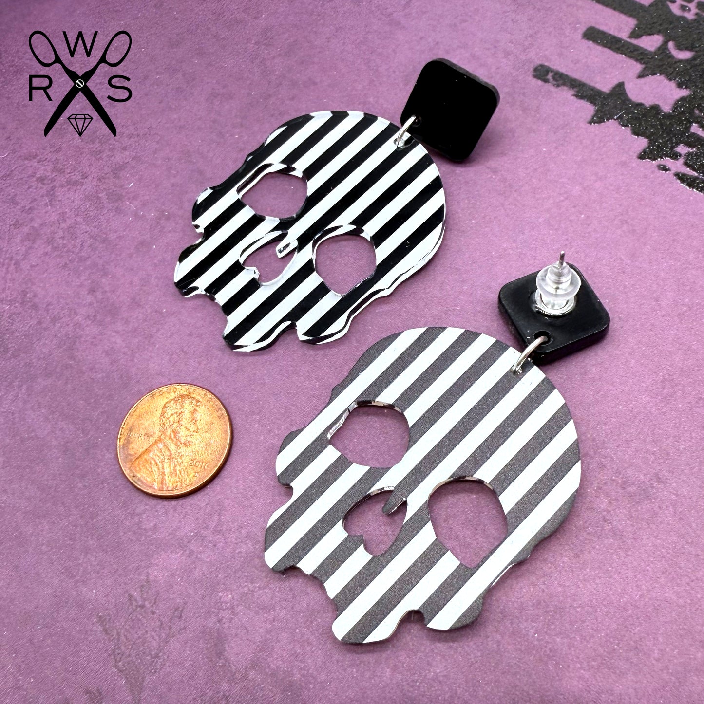 Striped Skull Dangles