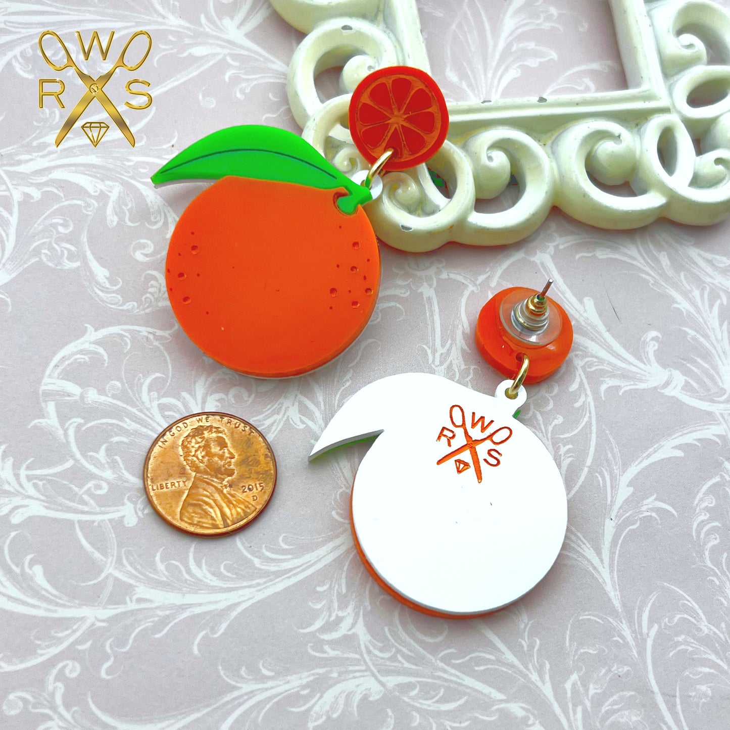 Sunkissed Orange Dangles in Laser Cut Acrylic