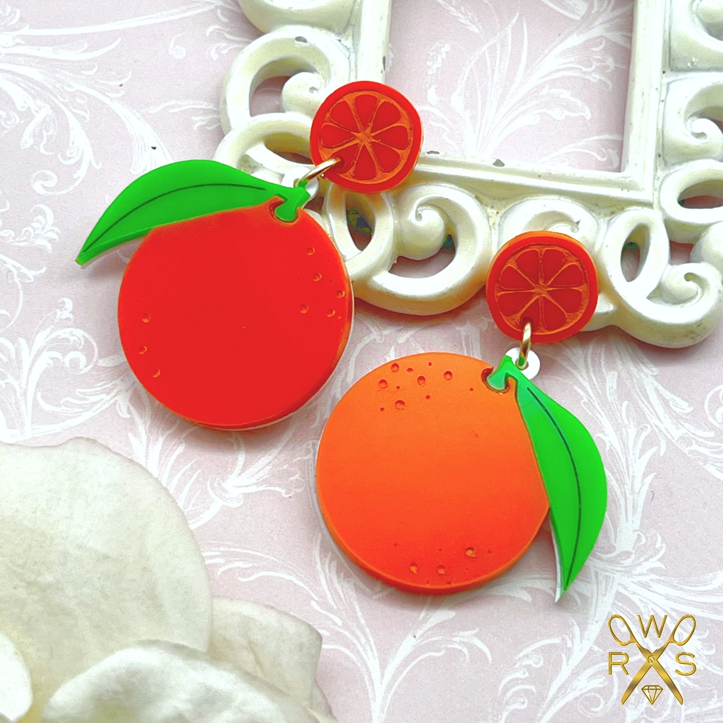 Sunkissed Orange Dangles in Laser Cut Acrylic