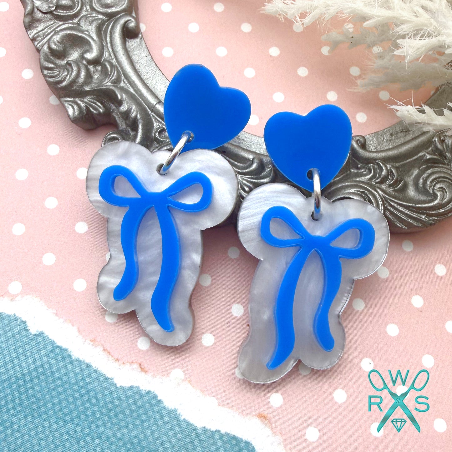 Sweet Baby Bow Dangles in Bright Blue