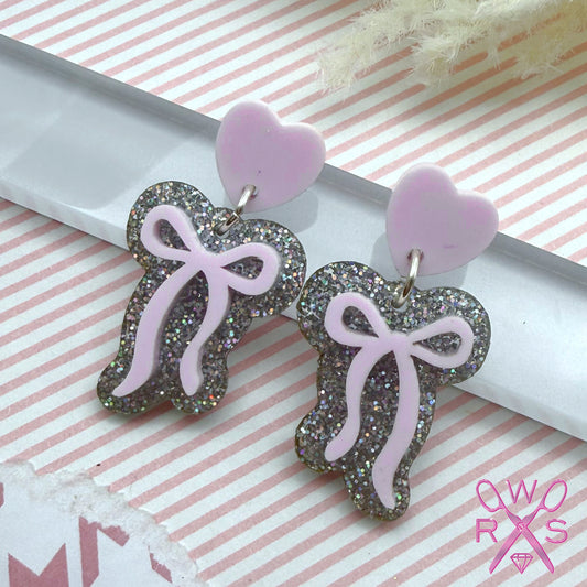 Sweet Baby Bow Dangles in Soft Lavender