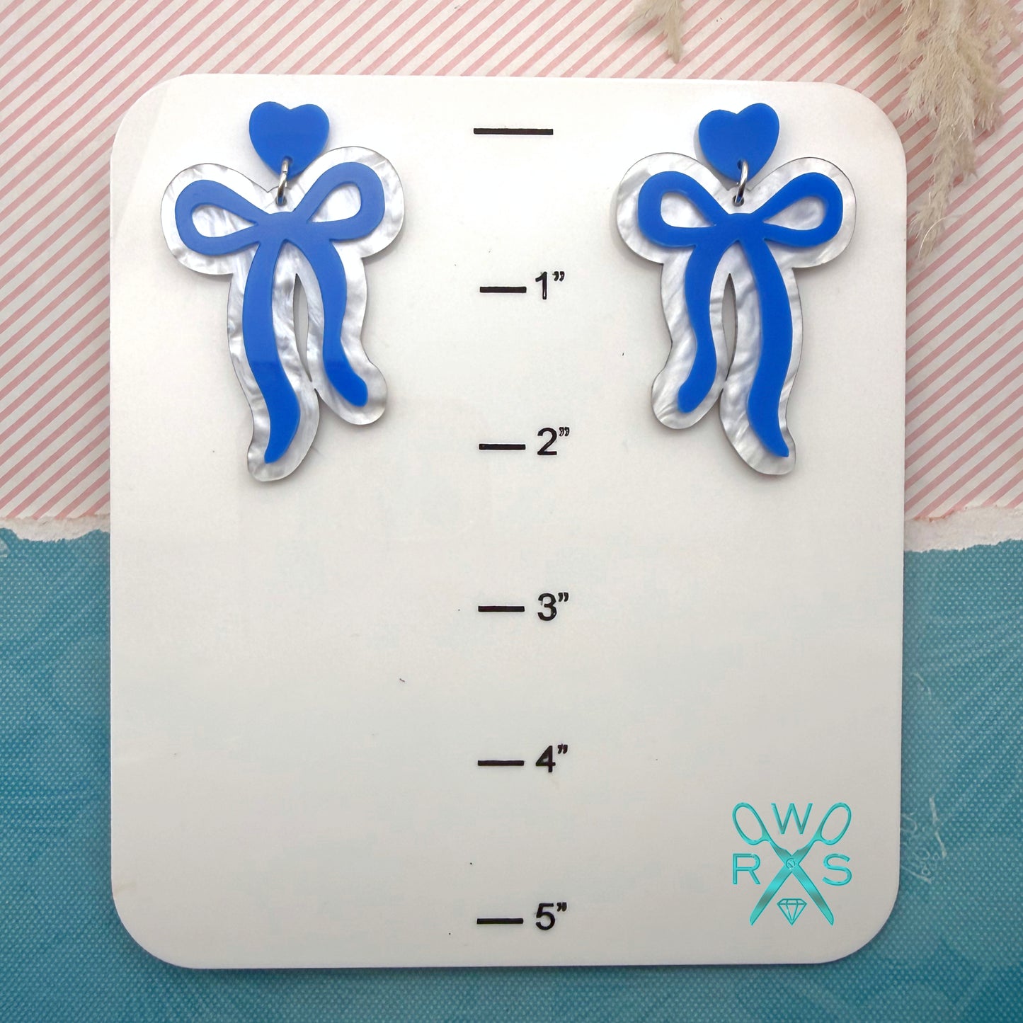 Sweetheart Bow Dangles in Bright Blue