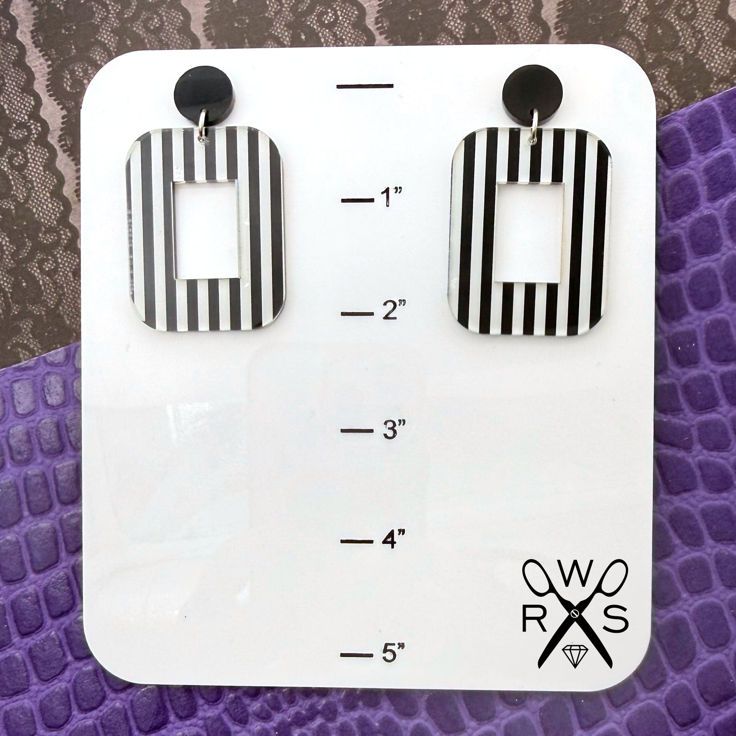 Ventana Dangles in Black & White Stripe