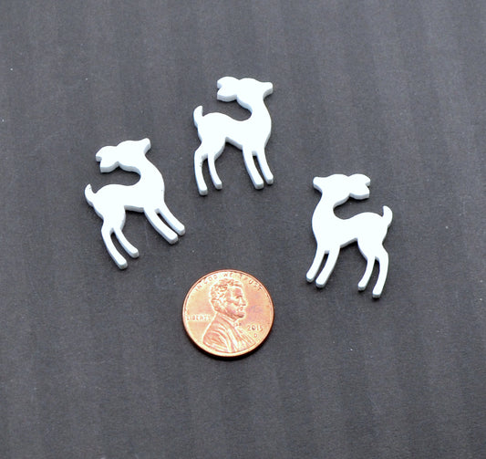 2 WHITE DEER Set of 2 Cabochons in Laser Cut Acrylic