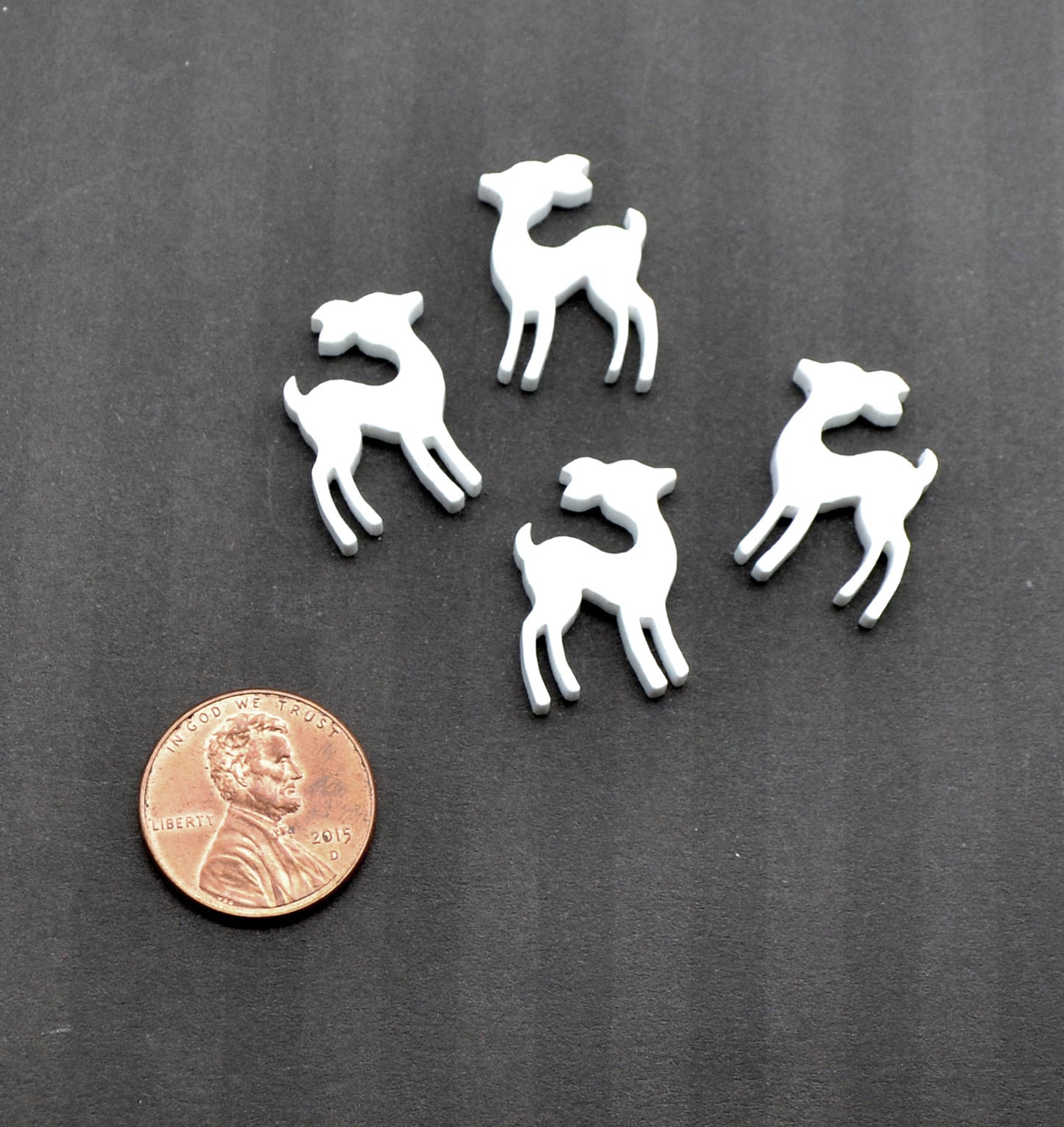 WHITE Mini Deer Set of 4 Cabochons in Laser Cut Acrylic