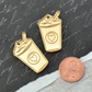 2 Gold Mirror Latte Coffee Charms  in Laser Cut Acrylic