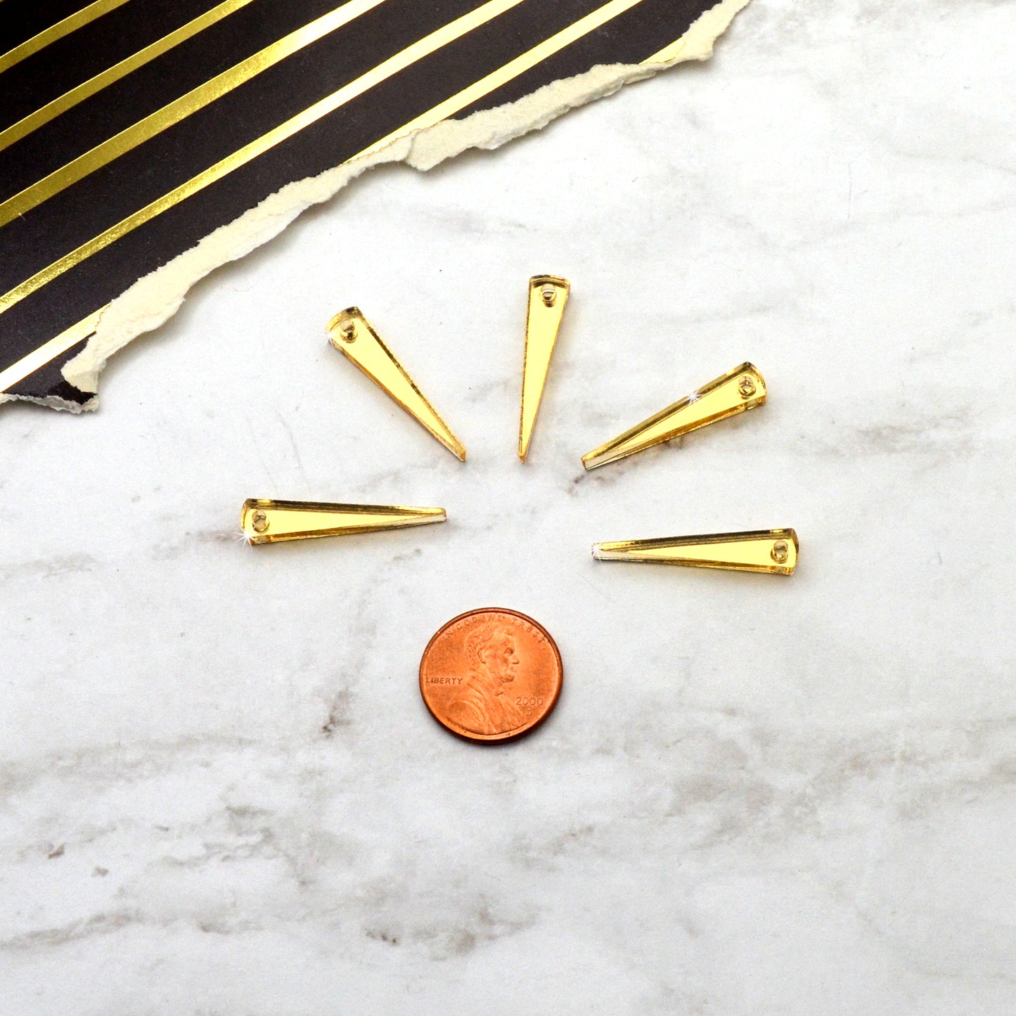 GOLD MIRROR SPIKES -  Laser Cut Acrylic Spike Charms - Set of 5
