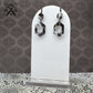 SALE Mini Hexagon Drops in Black and White Swirl Dangles Laser Cut Acrylic Earrings