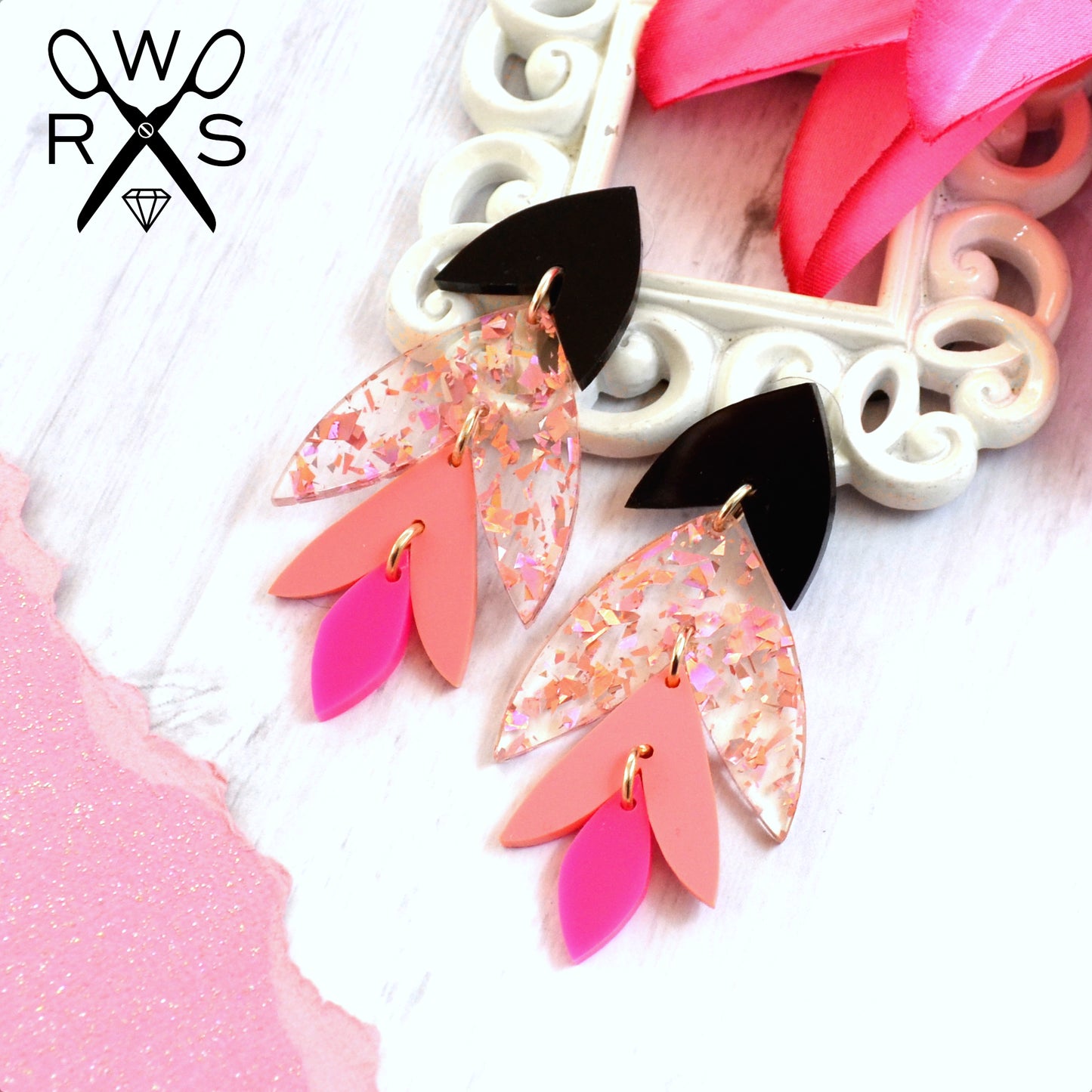 RIO Dangles in Pink - Laser Cut Acrylic Earrings