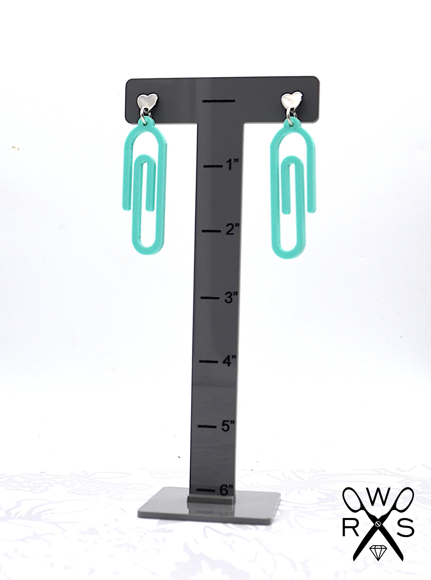 SALE Aqua Paperclip Dangles - Laser Cut Acrylic Earrings