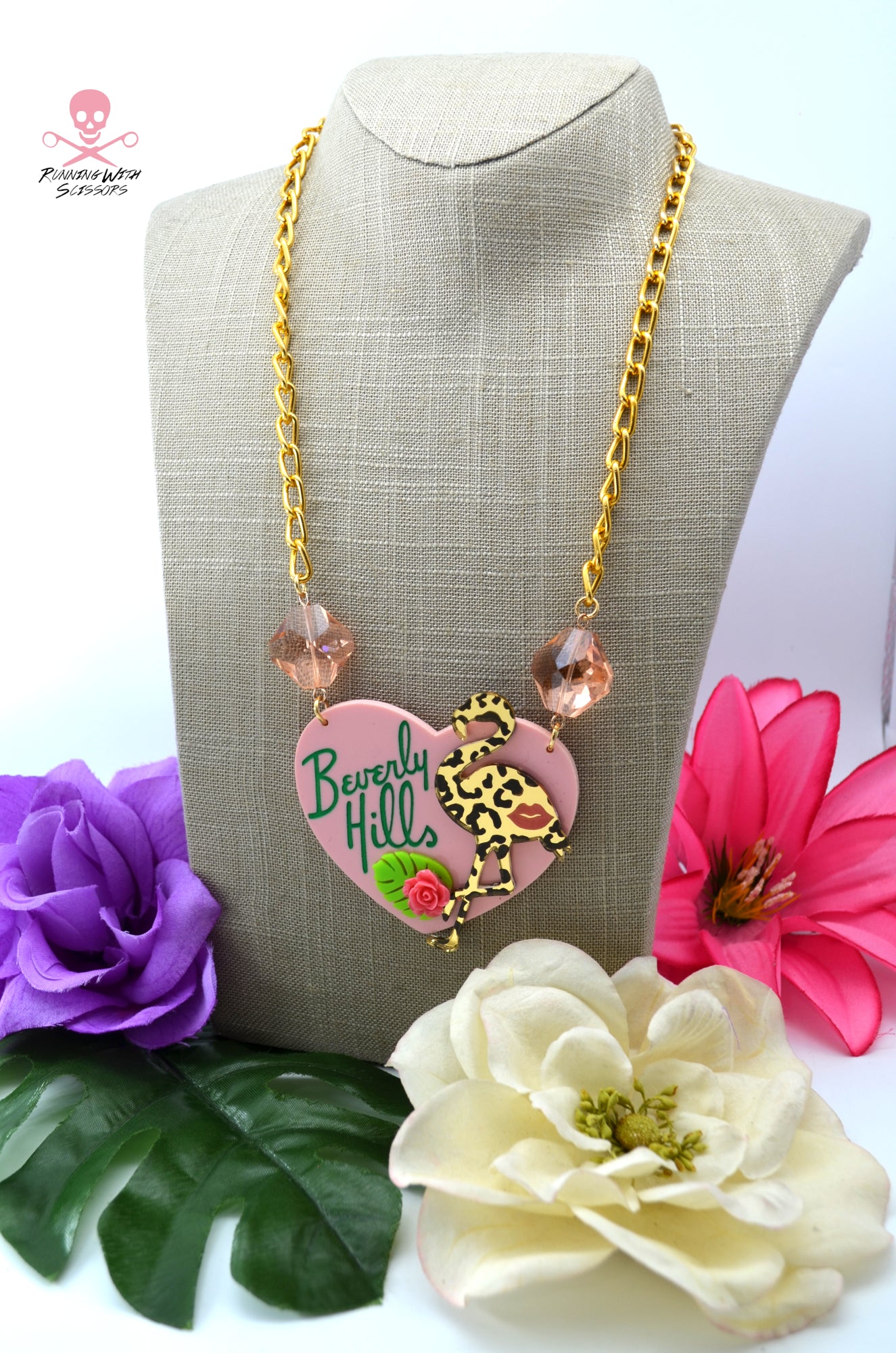 BEVERLY HILLS FLAMINGO Charm Necklace in Laser Cut Acrylic