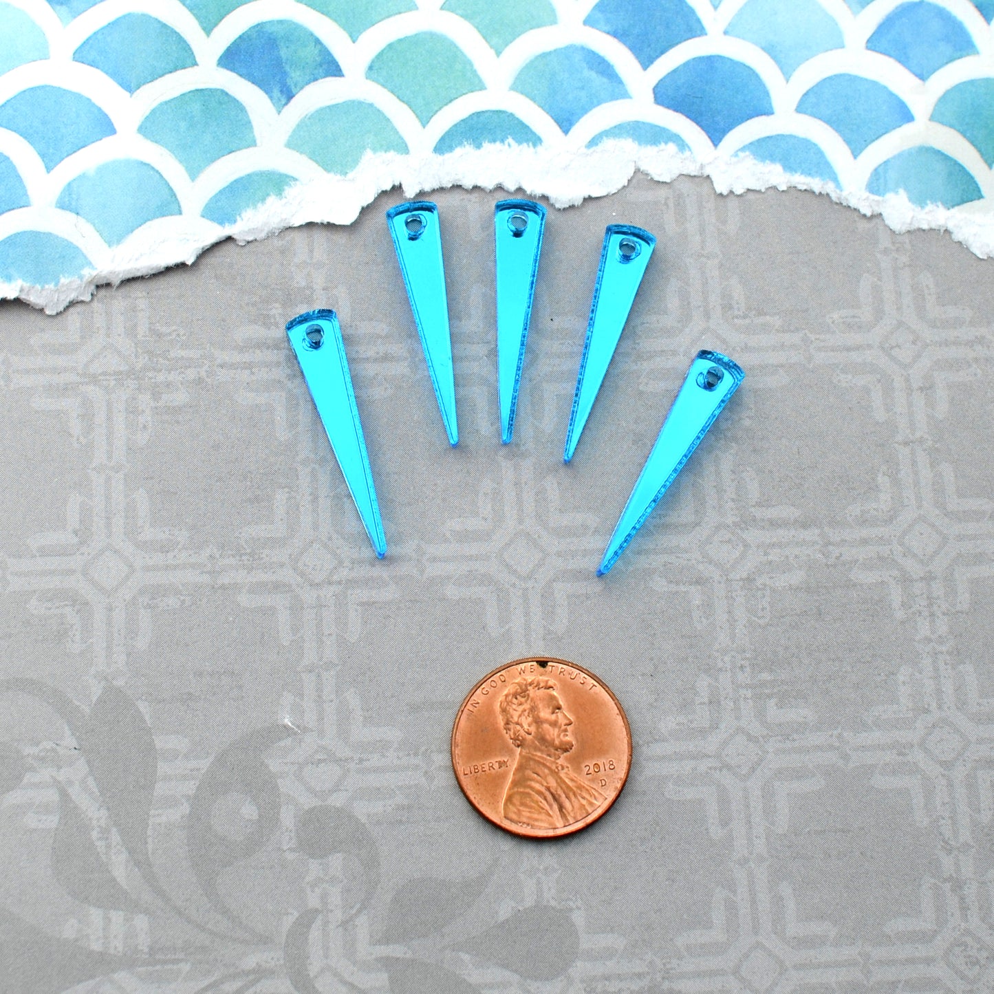 BLUE MIRROR SPIKES 5 Laser Cut Acrylic Charms