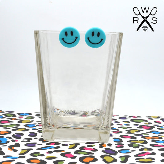 SALE BLUE SMILEY STUD - Laser Cut Acrylic Earrings