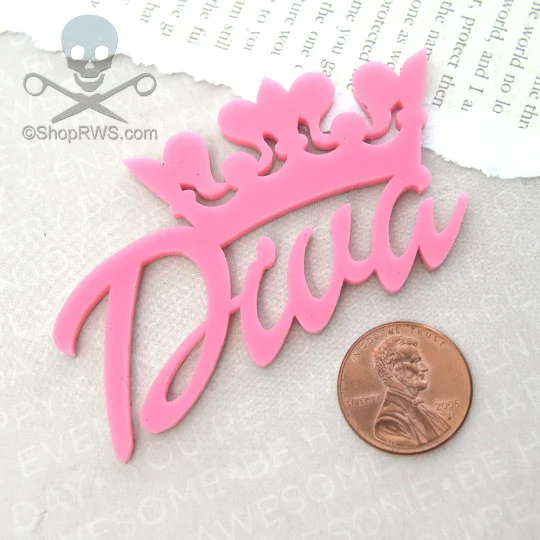 DIVA CROWN Word Cab in Bubblegum Pink Laser Cut Acrylic