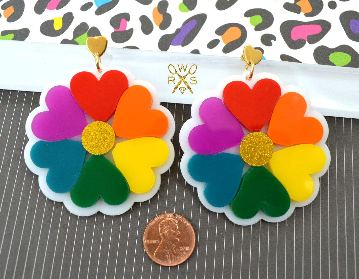 CORNELIA BLOOM DANGLES  Rainbow Flower Earrings in Laser Cut Acrylic